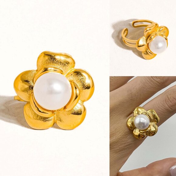 Nova 18K Gold Flower Peal Ring - Size 7 - Picture 1 of 5
